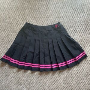 Fila Black Pleated Skirt with Pink Stripe Trim Size XS